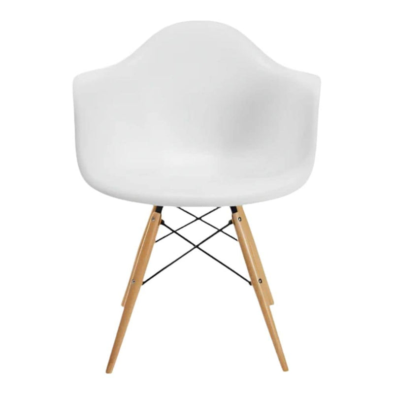 Take Me Home White Plastic Bucket Armchair with Wood Legs P8