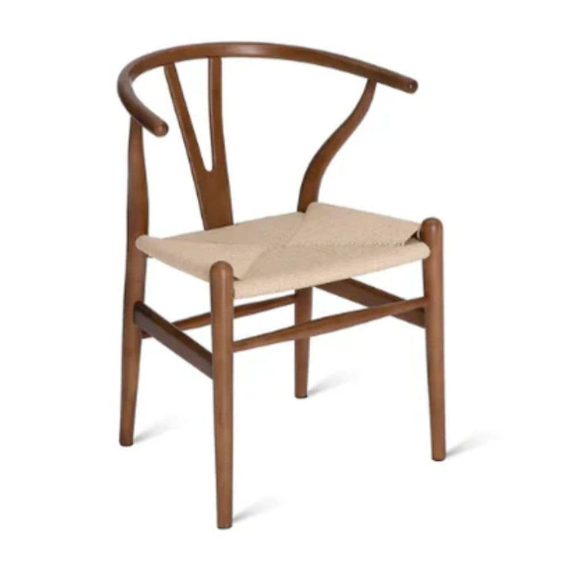 Take Me Home Wishbone Wood Dining Chair with Woven Seat, Walnut R1