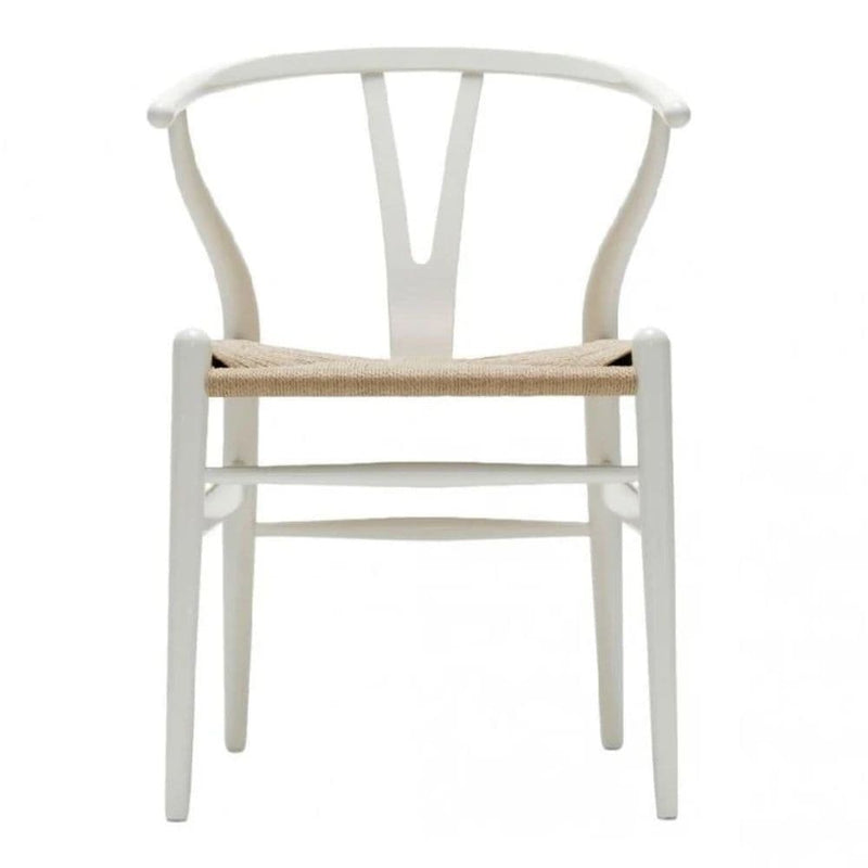 Take Me Home Wishbone Wood Dining Chair with Woven Seat, White Q4