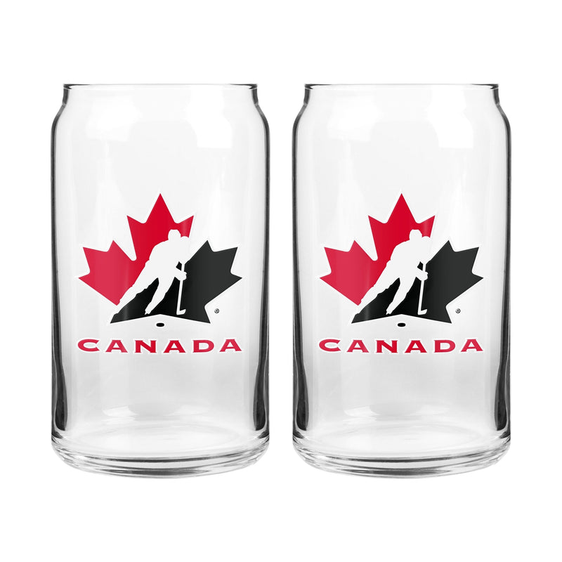Team Canada/Hockey Canada Can Glass Set, Clear, 16-oz, 2-pk L2