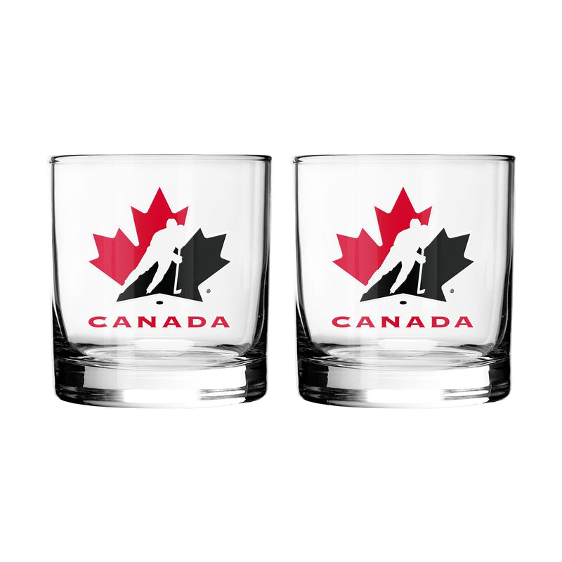 Team Canada/Hockey Canada Rocks Glass Set, Clear, 2-pk G1