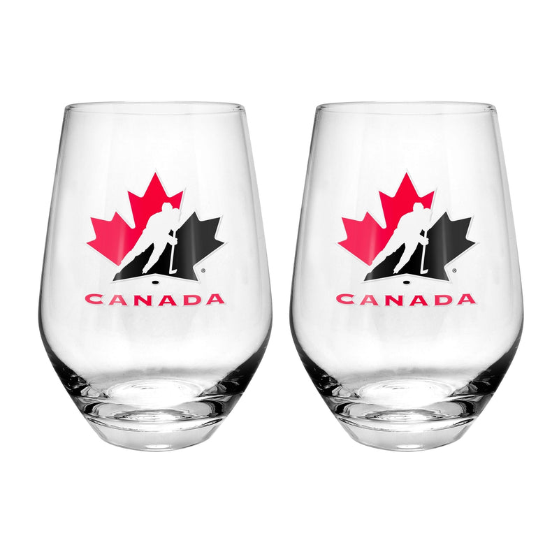 Team Canada/Hockey Canada Stemless Wine Glass Set, 19-oz, 2-pk K8