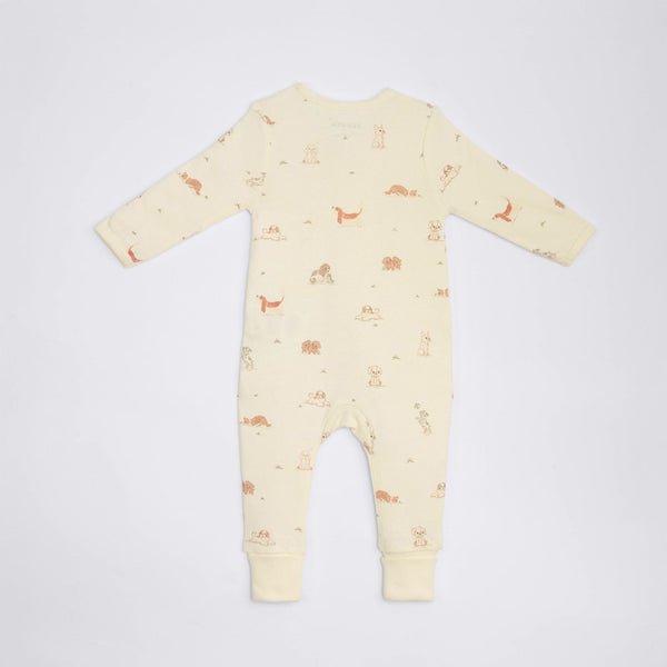 The Elk Baby Dog Print Premium Organic Cotton Play and Grow Rib Foot Zippy, Various Sizes Y7