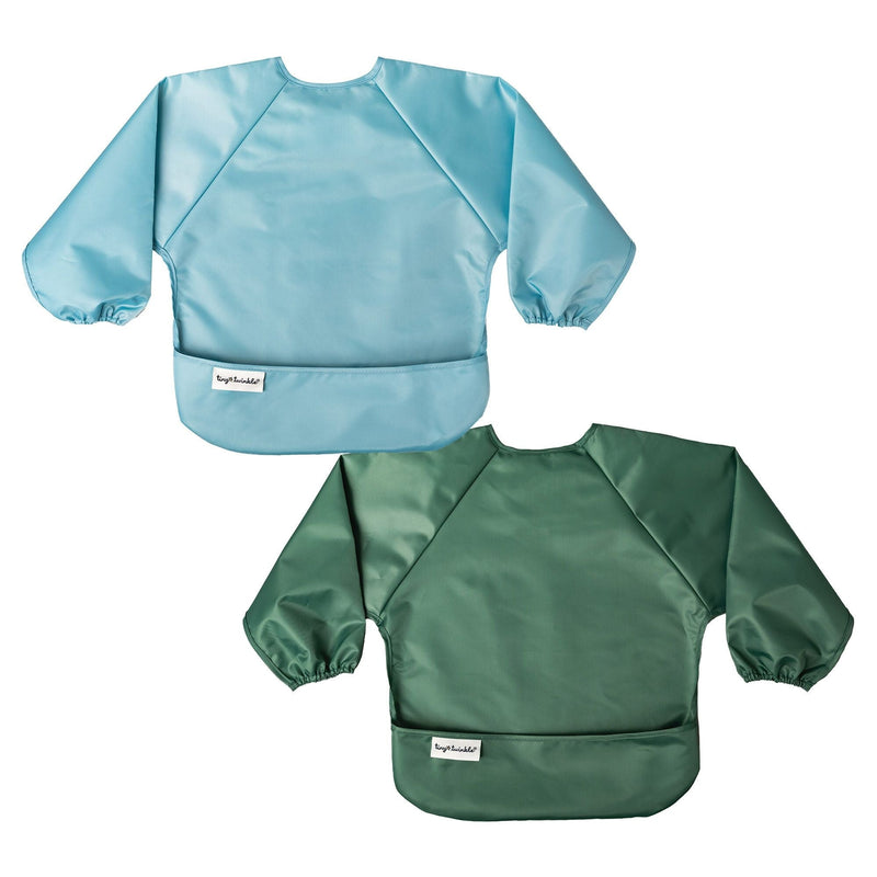 Tiny Twinkle Mess-Proof Apron Bibs, Slate/Olive, 2-pk E7