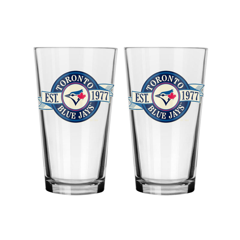 Toronto Blue Jays Pint Drinking Glass Set For MLB Baseball Fans/Collectors, 16-oz, 2-pk A1