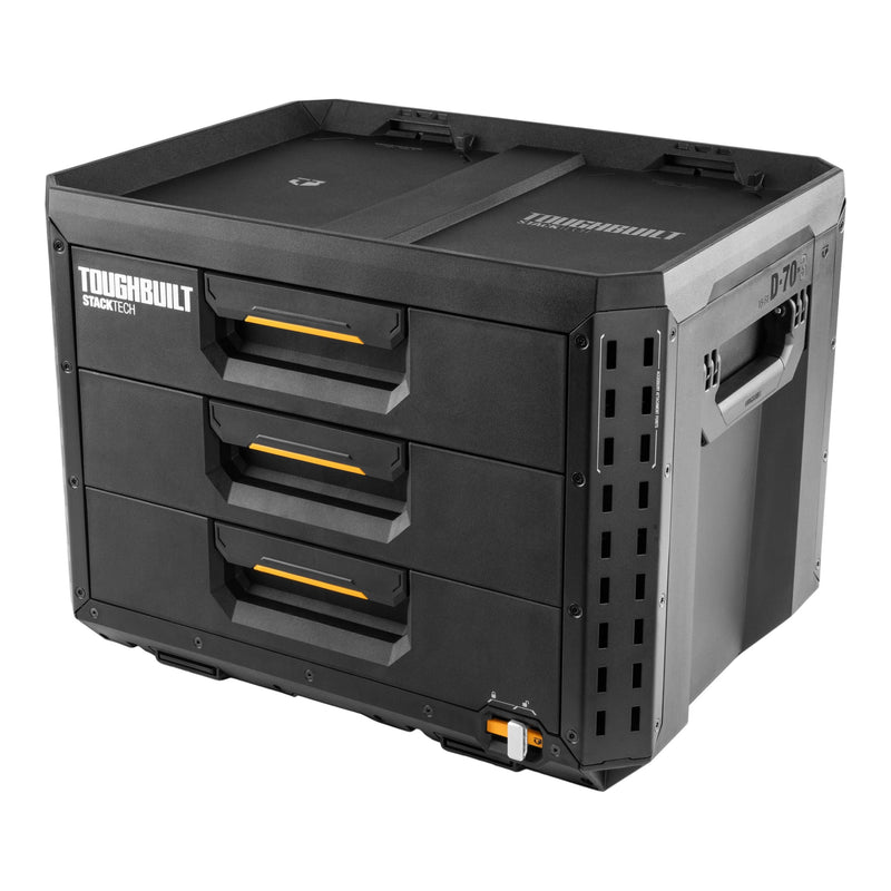 ToughBuilt StackTech XL 3-Drawer Auto-Locking Portable Modular Tool Box, Black W0