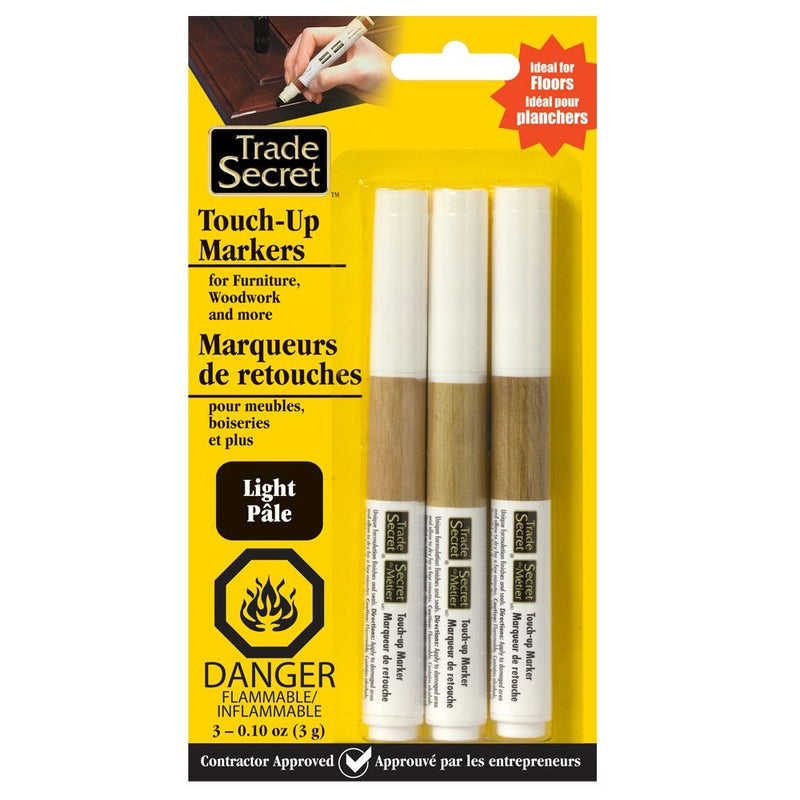 Trade Secret Light Touch Up Markers for Wood, Light Brown, 3-pk E3