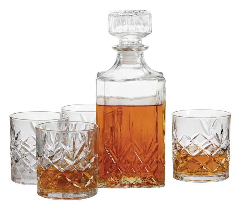Trudeau Glass Whiskey Decanter & Glasses Set, 5-pc C7