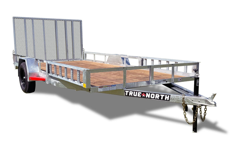 True North 83-in x 14-ft Utility Trailer with Gate & Side ATV Ramps, Galvanized W1