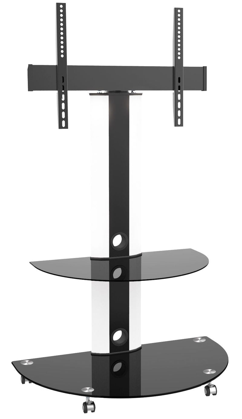 TygerClaw LCD84113BLK Superior TV Cart with Glossy Glass Base and Shelf, 32-in to 55-in G2