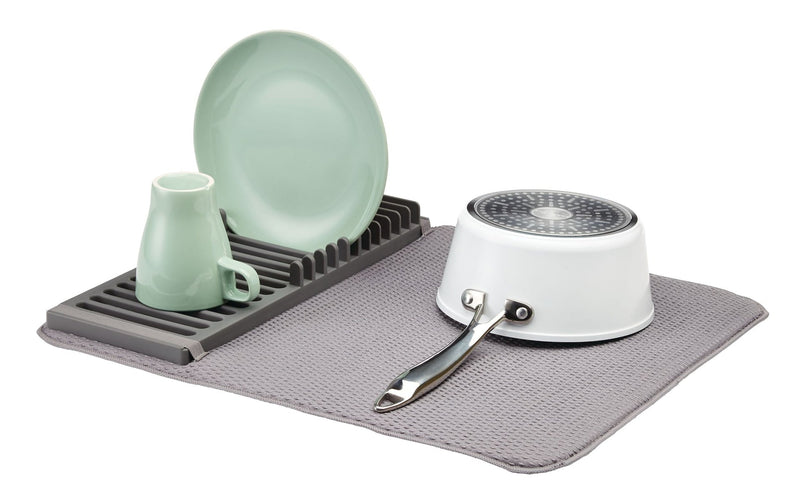 Type A Comfort Absorbent Folding Microfibre Dish Drying Mat & Draining Rack, Grey, 20 x 16-in P5