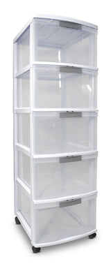 type A Element Lockable White Frame 5-Drawer Storage Tower/Cart with Wheels, 26-in