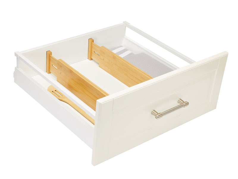 Type A Engrained Adjustable Spring-Loaded Bamboo Kitchen Drawer Dividers, Non-Slip, 2-pk G7