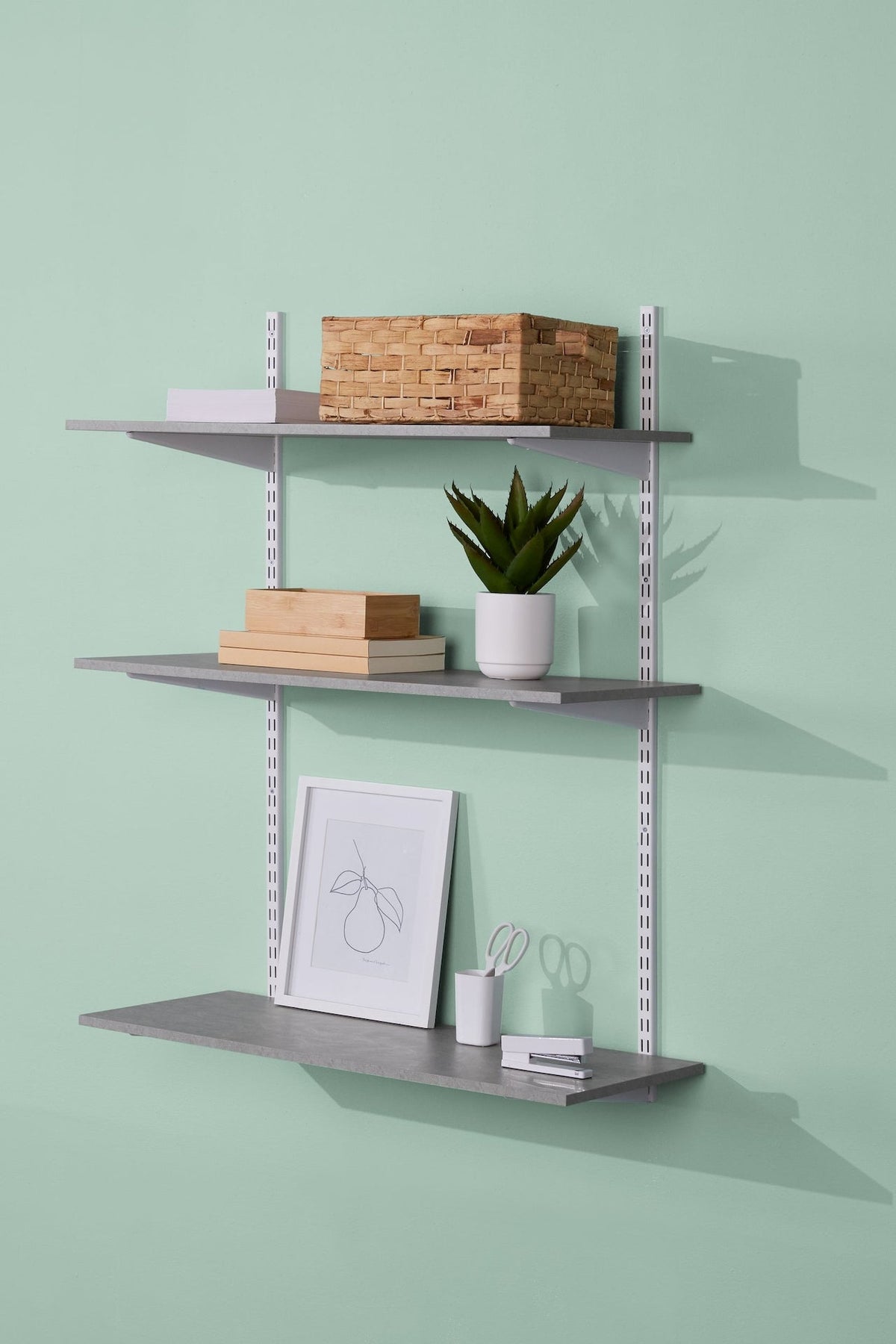 type A Floating Wall Shelf Board, Grey Concrete, 16 x 35-in