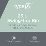 type A Plastic Swing-Top Garbage Bin, Black/Grey, 25-L