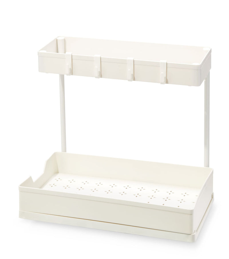type A Prima Under-the-Sink 2-Tier Organizer with Drawer, White X0