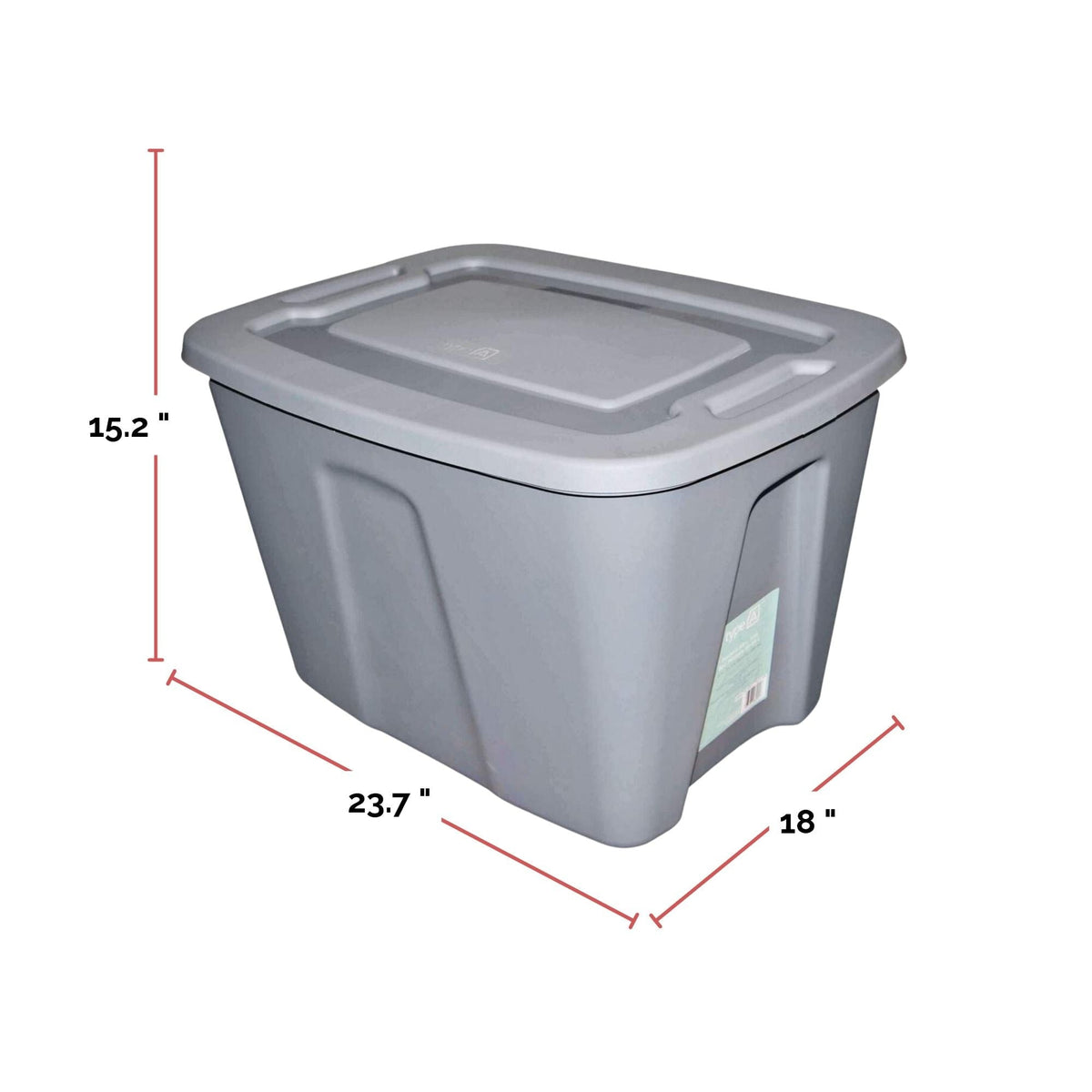 type A Restore Stackable Storage Box with Lid, 68-L, Grey