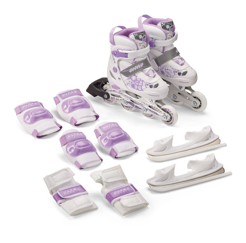 Ultra Wheels Switchers Ice/Inline Skates with Pad Set, Purple, Youth C8