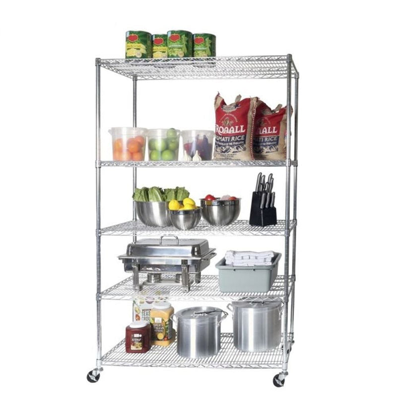 Vancouver Classics 5-Tier Heavy Duty Shelving, 48-in x 24-in x 72-in, Chrome F9