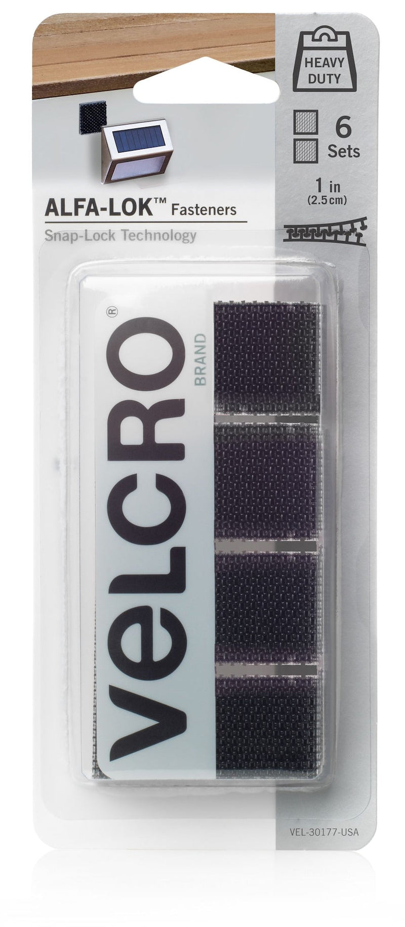 Velcro Alfa Lok 6-Set 15-lb Black Heavy Duty Fasteners with Snap-Lock Technology W7