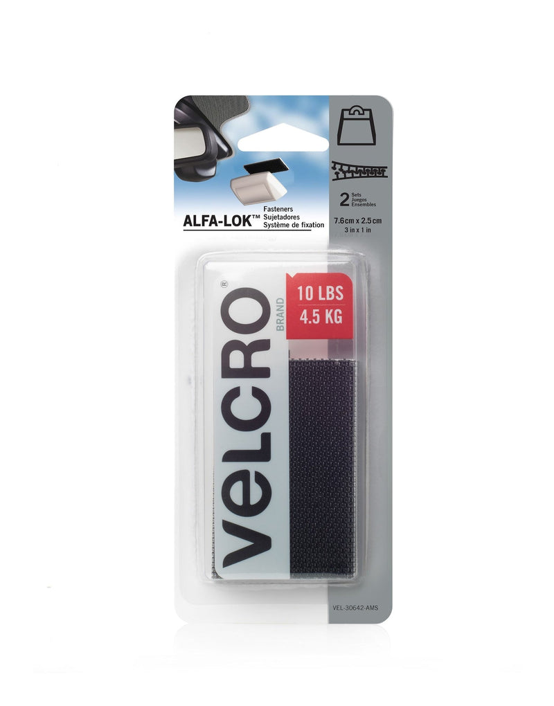 Velcro ALFA-LOK Double-Sided Adhesive Fastener Strips, Black, 10-lbs, 2-pk K5