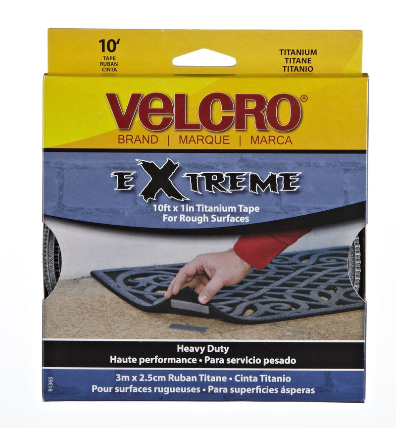 Velcro Heavy Duty UV-Resistant Extreme Titanium Strip Tape with Permanent Adhesive, 10-ft x 1in, 1-pk Y1