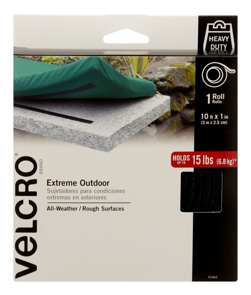 Velcro Industrial Strength Extreme Heavy Duty Tape, Black, 15-lbs, 10-ft x 1-in, 1-pk H9