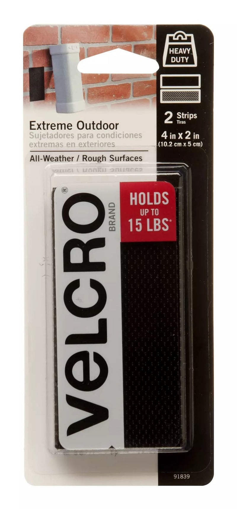 Velcro Industrial Strength Extreme Strips, Black, 4-in x 2-in L6