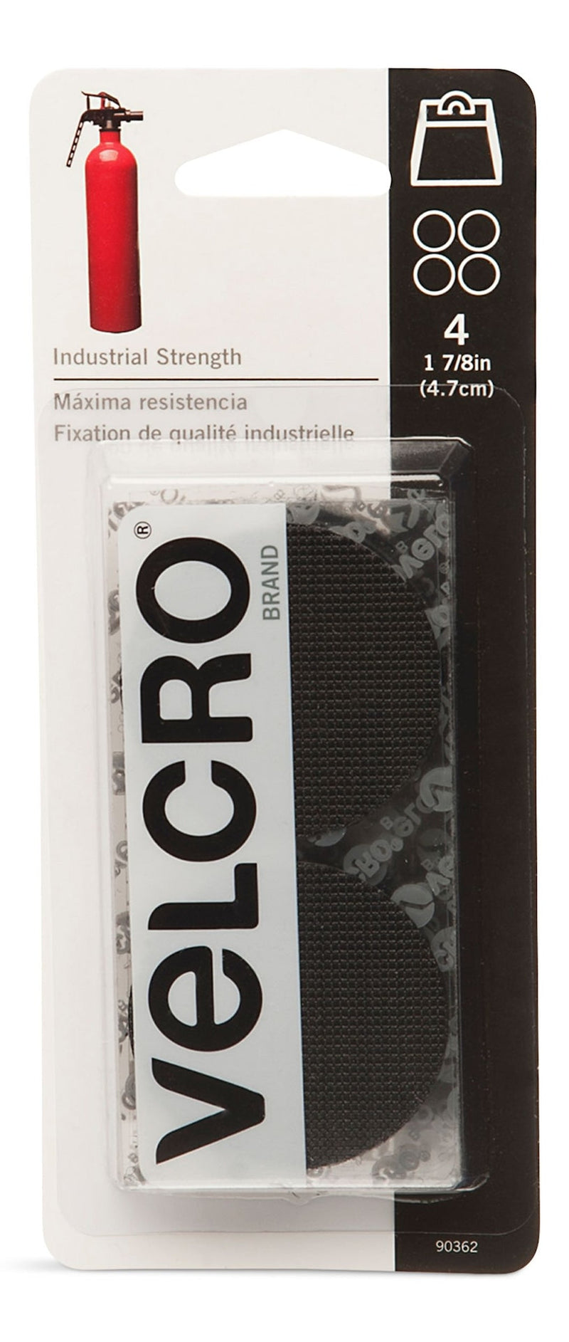Velcro Industrial Strength Heavy Duty Adhesive Coins, Black, 7/8-in, 4-pk W1