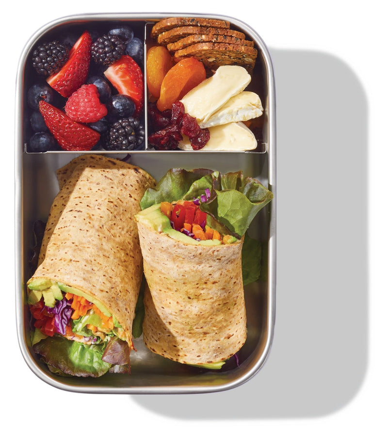 Vida by PADERNO 3-Compartment Stainless Bento Lunch Box Food Storage Container, Blue, 1.3-L W2