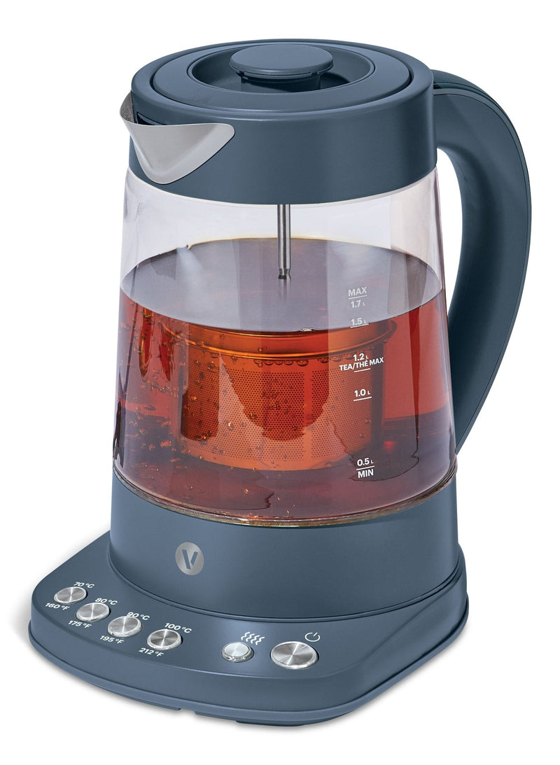 Vida by PADERNO Colour Series Electric Variable Temperature Steeping Kettle, Bluefin, 1.7-L E2