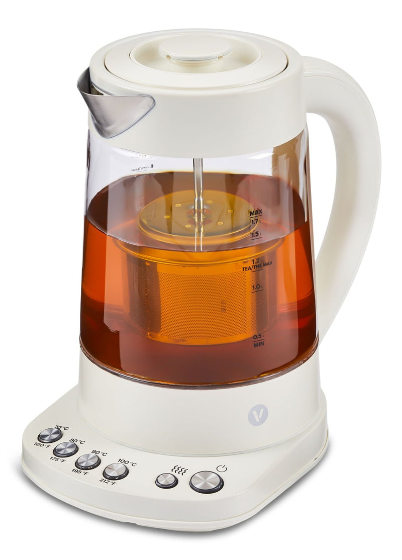 Vida by PADERNO Colour Series Electric Variable Temperature Steeping Kettle, Shortbread, 1.7-L H0