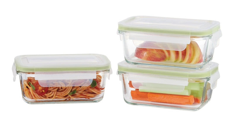 Vida by PADERNO Glass Clip Leakproof Lid Food Storage Container, 485 mL, 3 Count H8