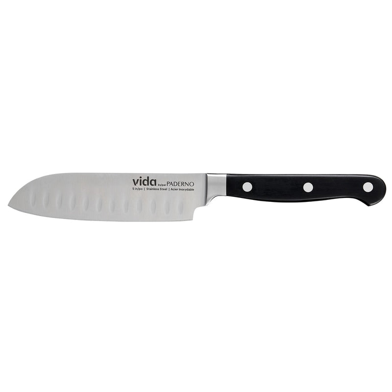 Vida by PADERNO Stainless Steel Triple Rivet Santoku Knife, Ergonomic Grip, 5-in Y3