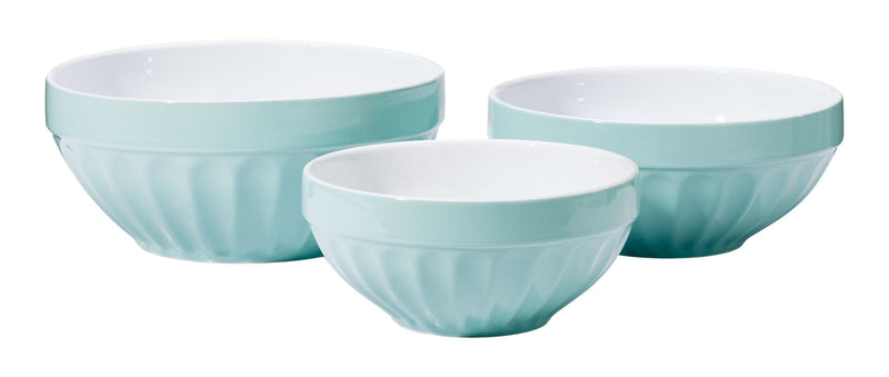 Vida by PADERNO White/Blue Ceramic Mixing Bowl Set, 3-pc B0
