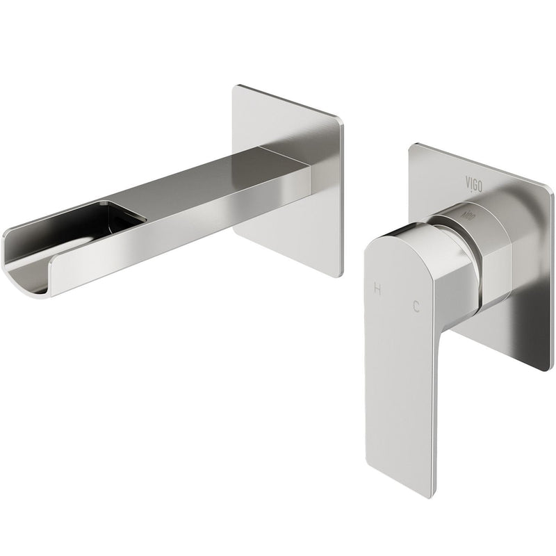 VIGO Atticus Brushed Nickel Wall Mount Bathroom Faucet C4