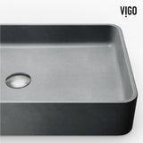 VIGO Basilica Gothic ConcretoStone Grey Bathroom Sink/Basin Set with Sterling Faucet and Rectangular Vessel