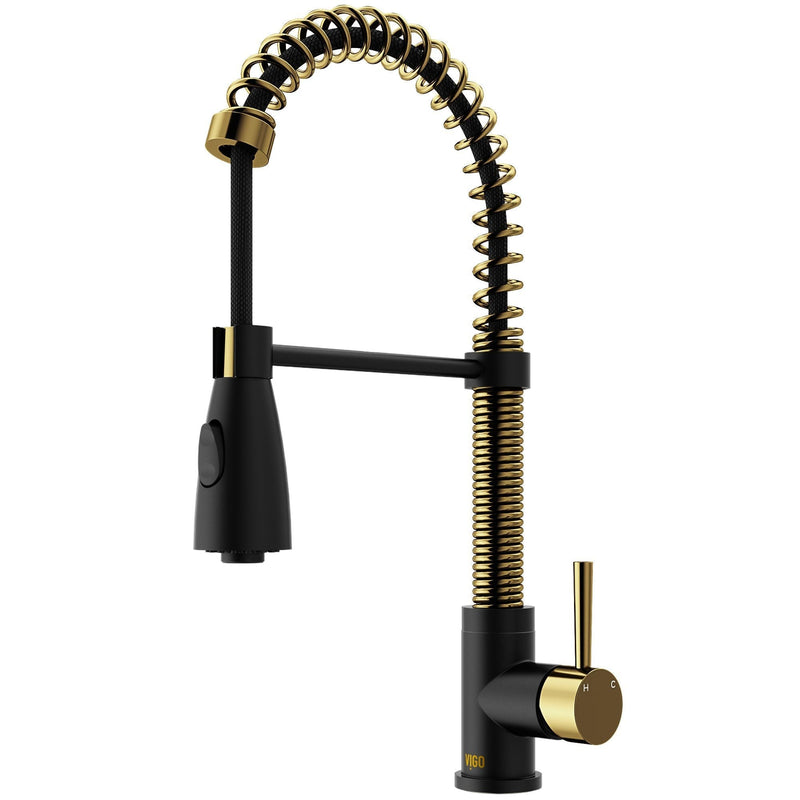 VIGO Brant 19-in Single-Handle Gold/Black Kitchen Faucet R7