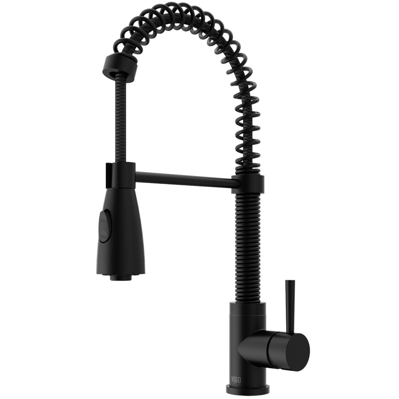 VIGO Brant Single Handle Pull Down Sprayer Kitchen Faucet, Matte Black D6