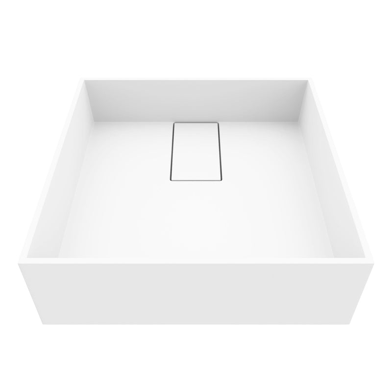 VIGO Bryant MatteStone 15x15-in Deep White Bathroom Sink/Basin with Square Vessel T6