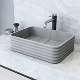 VIGO Cadman ConcretoStone 18-in Deep Grey Bathroom Sink/Basin with Rectangular Fluted Vessel
