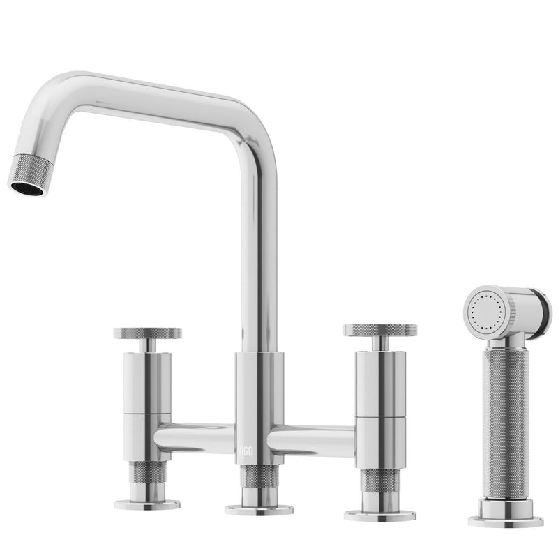 VIGO Cass 2-Handle Bridge Kitchen Faucet Q4