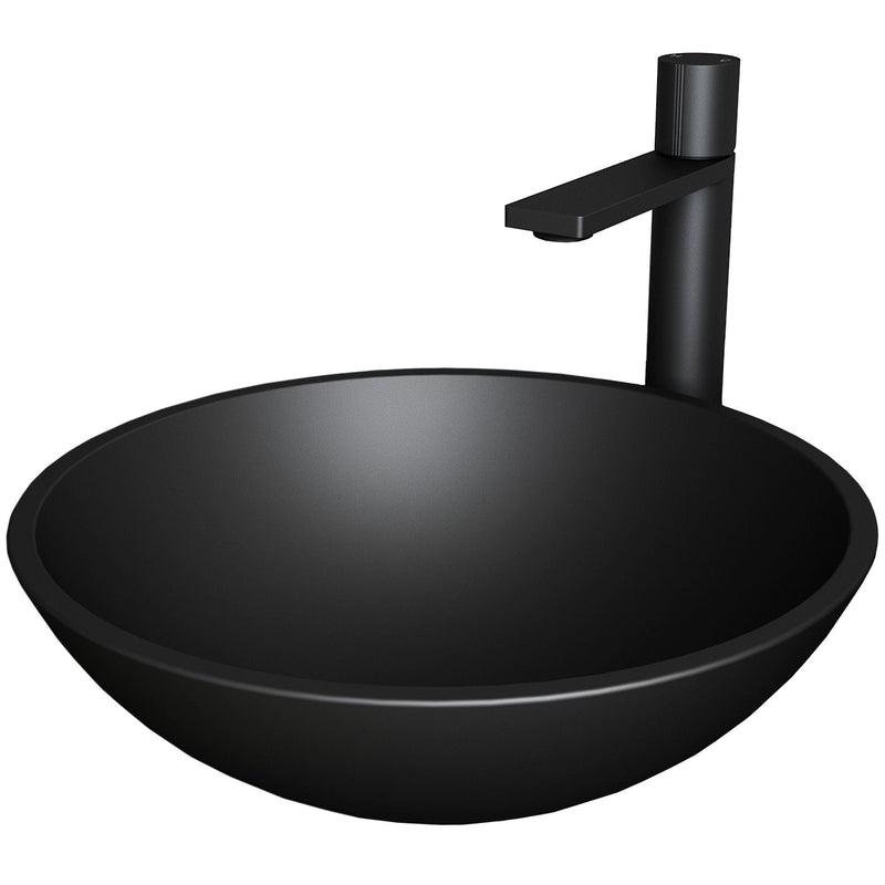 VIGO Cavalli MatteShell Matte Black Bathroom Sink/Basin Set with Gotham Faucet and Round Glass Vessel P9