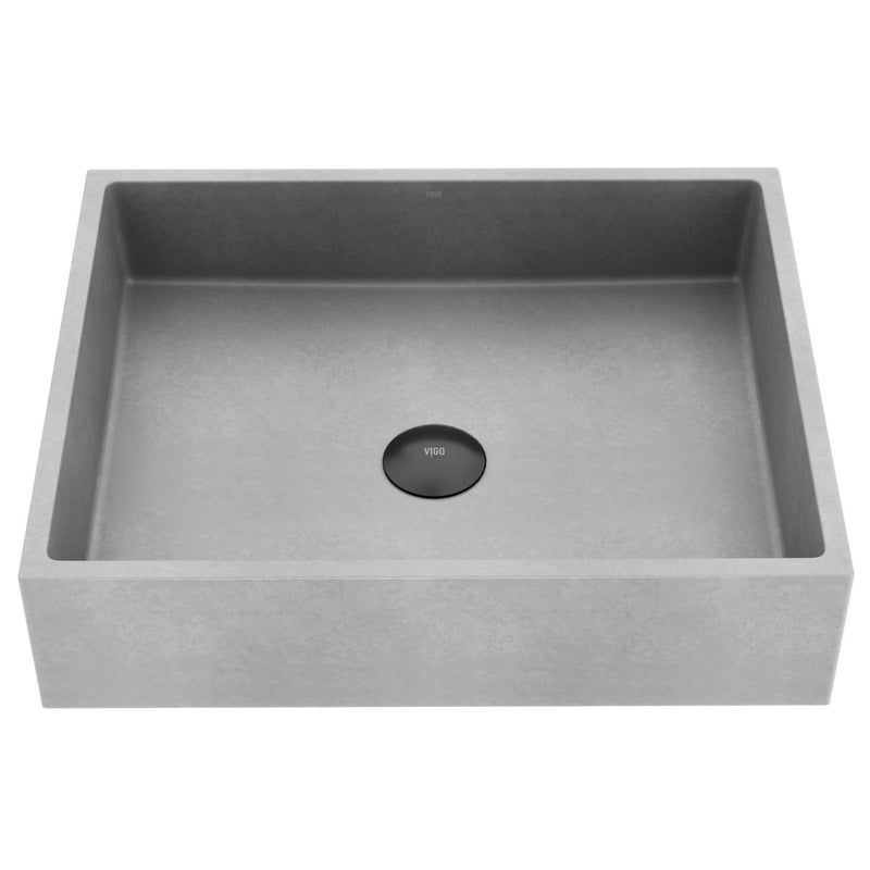 VIGO Coca Gothic ConcretoStone 19x15-in Deep Grey Bathroom Sink/Basin with Rectangular Vessel U9