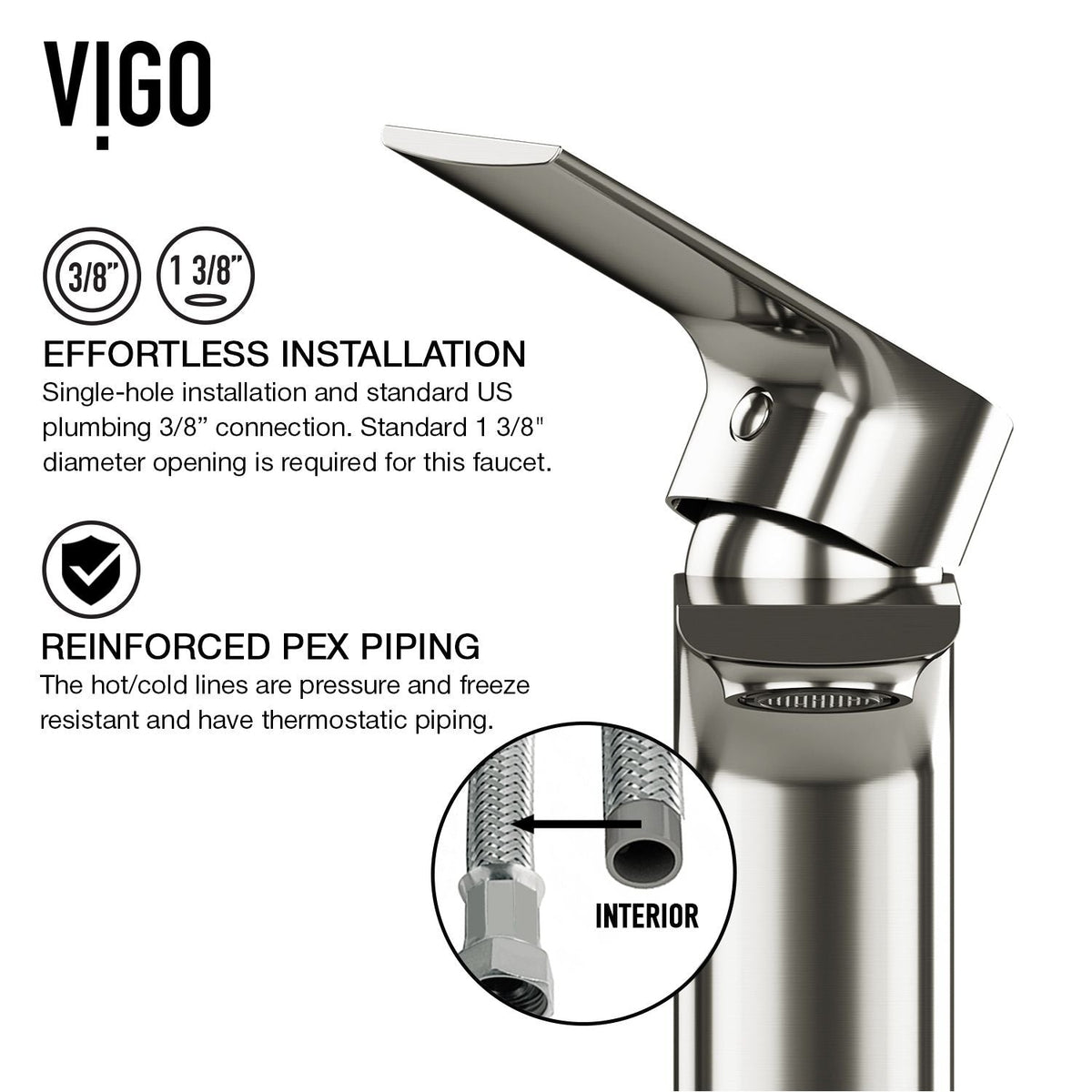 VIGO Davidson Single Handle Single Hole Bathroom Sink Faucet, WaterSense Certified, Brushed Nickel
