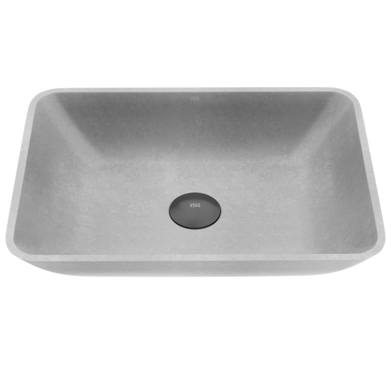 VIGO Duomo Gothic ConcretoStone 18x13-in Deep Grey Bathroom Sink/Basin with Rectangular Vessel D6