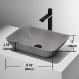 VIGO Duomo Gothic ConcretoStone 18x13-in Deep Grey Bathroom Sink/Basin with Rectangular Vessel
