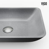 VIGO Duomo Gothic ConcretoStone Grey Bathroom Sink/Basin Set with Dunn Faucet and Rectangular Vessel