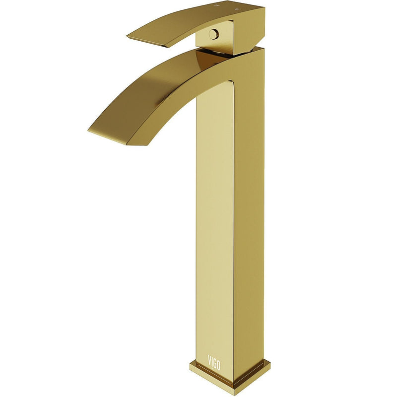 VIGO Duris Single Handle Vessel Sink Bathroom Faucet with Deck Plate, Matte BGold D3