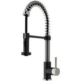 VIGO Edison Single Handle Pull Down Kitchen Faucet, Stainless Steel/Matte Black